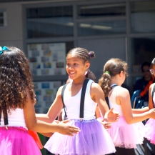 Elementary school dancers performing at the festival
