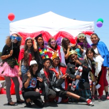 Group of students posing for photos in full costume